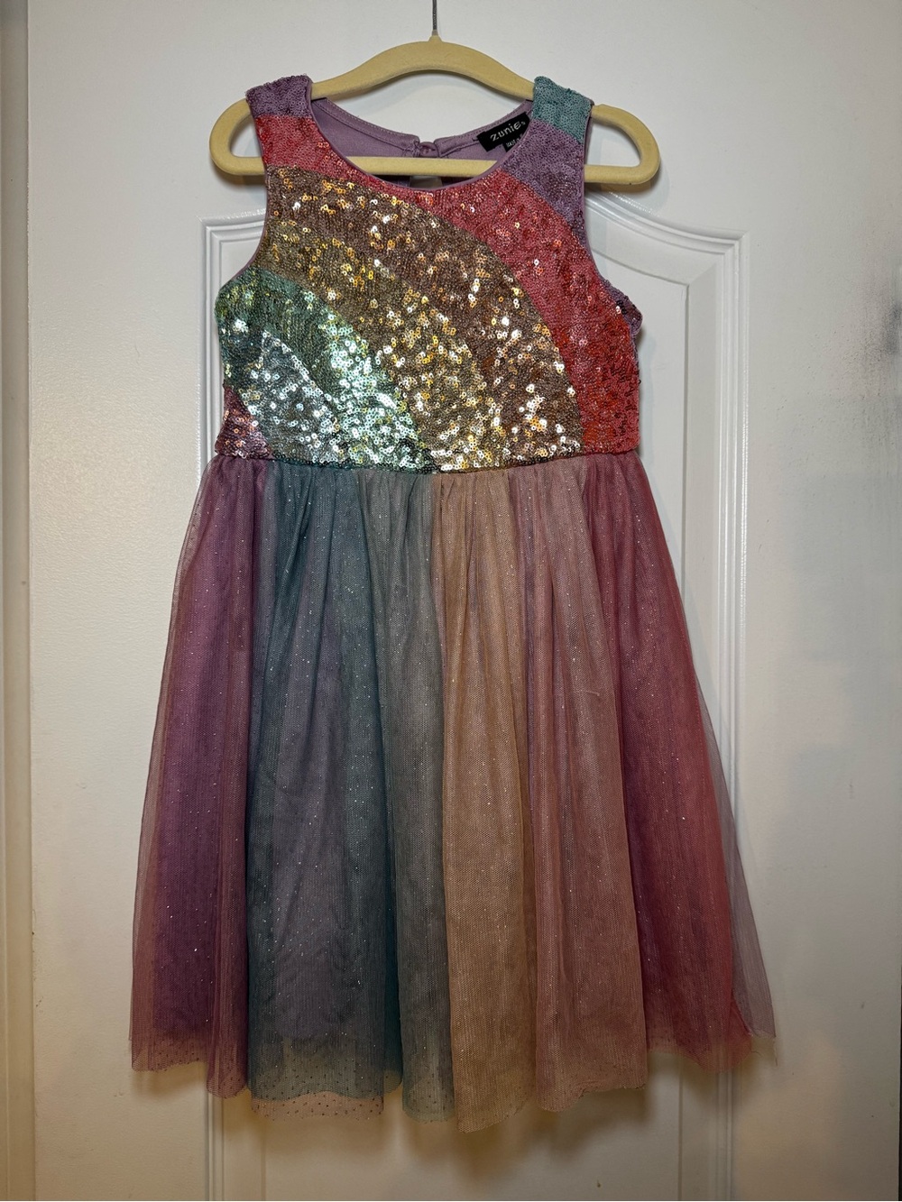 Zunie Sequin Bodice Tulle Fit & Flare Girls' Dress - 6 Multicolor Party